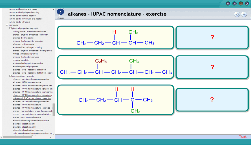 alkanes - IUPAC nomenclature - exercise